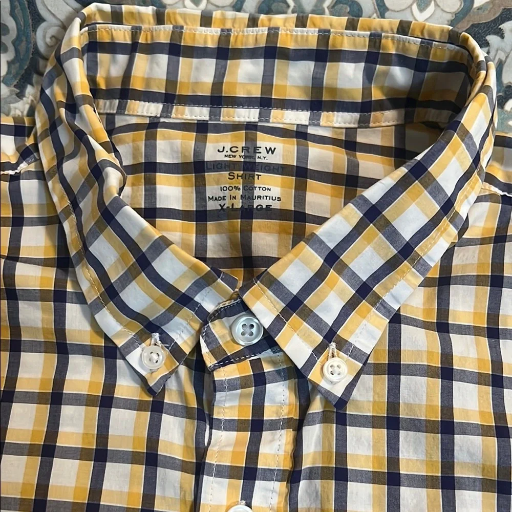 J. Crew Yellow and Blue Casual Button Down Shirt J Crew XL